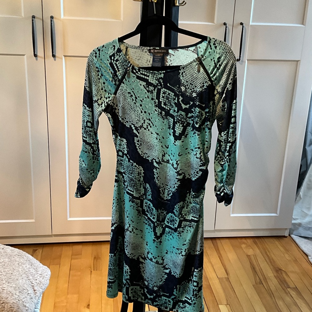 INC International Concepts Teal and Black Snake Print Dress